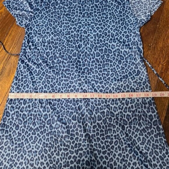 Vintage 90s Y2K Blue Leopard Edgy Punk Tie Waist Mini Dress - Picture 10 of 12